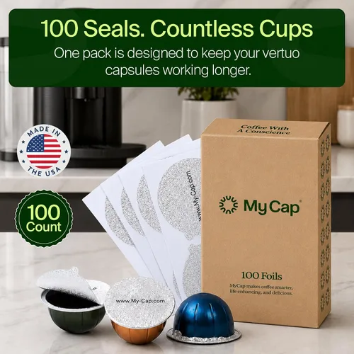 Vista 4 de My-Cap Sellos de aluminio para cápsulas Nespresso Vertuo - Tapas de aluminio reutilizables para prolongar la vida útil de las cápsulas Nespresso