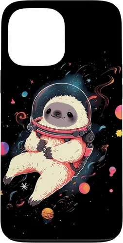 Vista 24 de Sloth Floating in Space Planets Stars Sloth Lover Case for iPhone 16