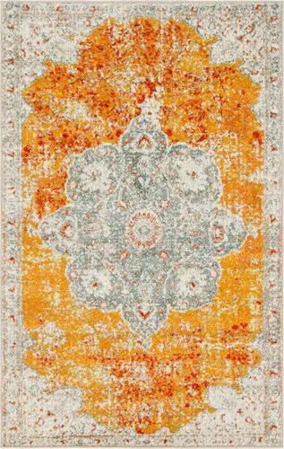 Vista 10 de Unique Loom - Alfombra estilo tradicional de Rosso Collection, Polipropileno, Anaranjado/Azul