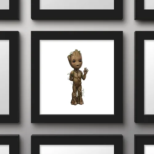 Vista 3 de Trends International Gallery Pops Marvel I Am Groot - Póster de pared de Baby Groot, 12 x 12 pulgadas, versión enmarcada en negro