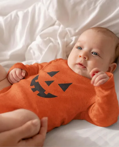 Vista 2 de Tstars Cute Little Pumpkin Outfit Halloween Infant Jack O' Lantern Baby Bodysuit