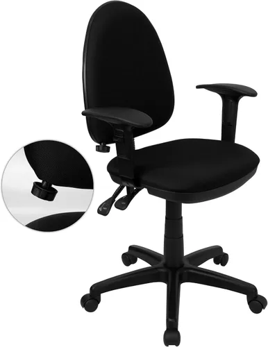 Vista 8 de Flash Furniture Silla de oficina ergonómica giratoria multifunción de tela burdeos con soporte lumbar ajustable Borgoña