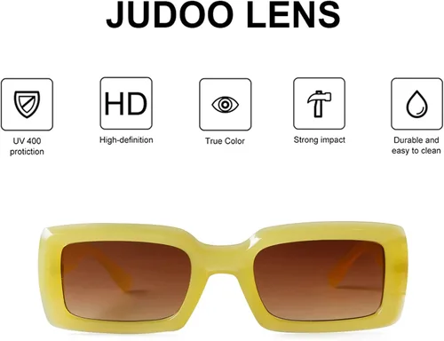 Vista 5 de JUDOO Retro Y2K Rectangle Sunglasses for Women Trendy Chunky Narrow Square Frame Glasses