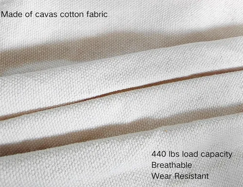 Vista 4 de Hamaca de macramé doble boho de lona de algodón, hamaca portátil de repuesto de 440 libras, capacidad de carga blanca