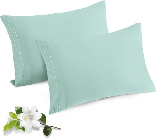 Vista 16 de Horbaunal Paquete de 2 fundas de almohada de microfibra de tamaño estándar, color azul, con cierre de sobre, 1800 hilos, suaves y resistentes al