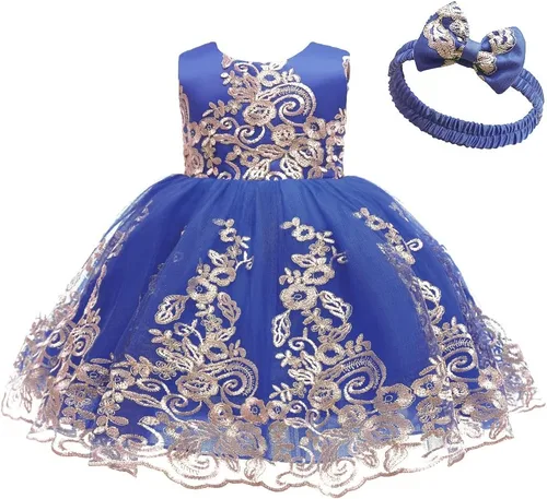 Vista 2 de Vestido Fkkfyy con flor, vestido para boda, para niña de 0-12 meses