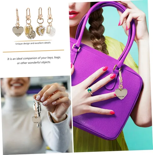 Vista 3 de Llavero con forma de concha para niñas, regalo para mujer, con forma de corazón de perla