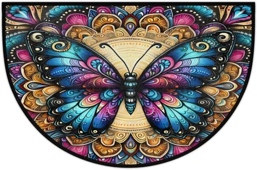 Vista 51 de Felpudo Semicircular de Animales Libélula Boho Lavable Tapete Semicírculo Antideslizante Absorbente Alfombras de Media Luna para Entrada