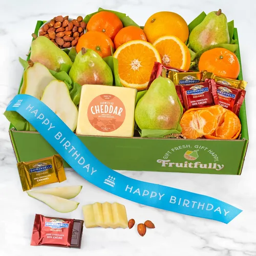 Vista 2 de A Gift Inside Caja de regalo gourmet y frutas favoritas de la cosecha de feliz cumpleaños