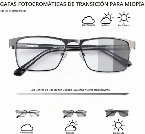 Vista 3 de MIRYEA Gafas de sol fotocromáticas para miopía a distancia, lentes de sol de transición para hombres y mujeres, gafas de miopía retro, ligeras