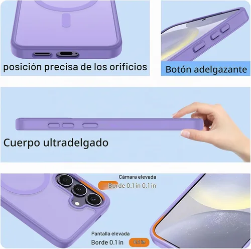 Vista 6 de Pilaru Funda magnética para Samsung Galaxy S24 Plus y S25 Plus con protector de pantalla: (protección contra caídas de grado militar de 12 pies)