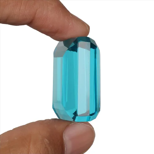 Vista 4 de GEMHUB Gran topacio azul suizo 90.00 CT esmeralda corte facetado suelto regalo de piedras preciosas para mujeres, Gema, topacio