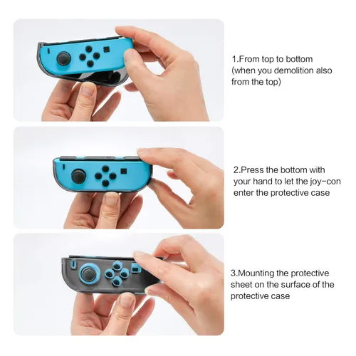 Vista 7 de Dockable Protective Case Kit for Nintendo Switch, Crystal Clear Protector for Nintendo Switch with a Tempered Glass Screen Protector and 6 Joy Stick