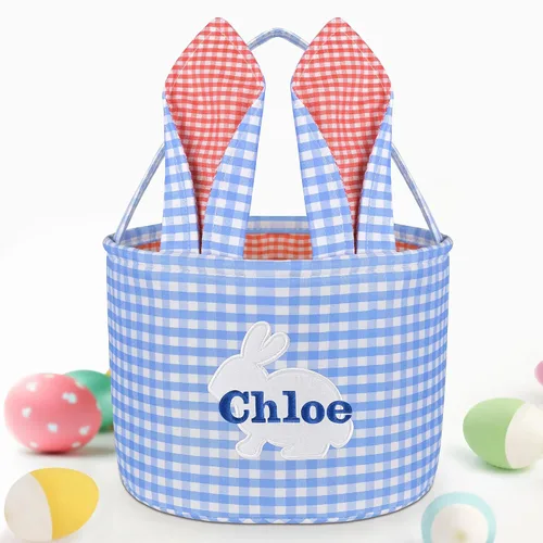 Vista 13 de Canastas de Pascua personalizadas para niños, conejo azul, 018B-azul