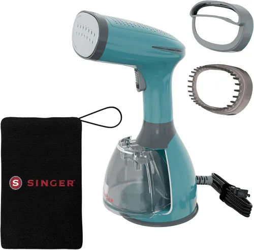 Vista 2 de SINGER Vaporizador de mano para ropa, potente vapor de 1500 W, calentamiento rápido de 20 segundos, tanque desmontable de 9.5 fl oz, apagado