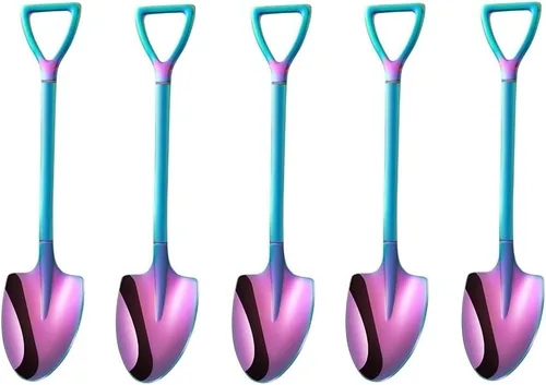 Vista 3 de Paquete de 4 cucharas de espresso Demitasse con forma de pala, mini cucharas de espresso de acero inoxidable de 4.7 pulgadas, cucharas pequeñas