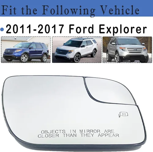 Vista 2 de Espejo lateral derecho compatible con Ford Explorer 2011 2012 2013 2014 2015 2016 2017 lado del pasajero Espejo calefactable BB5Z17K707A BB5Z17K707B