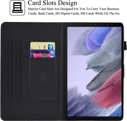 Vista 3 de REASUN Funda para Galaxy Tab A7 Lite de 8.7 pulgadas, piel sintética de alta calidad con ranuras para tarjetas, funda con soporte multiángulo