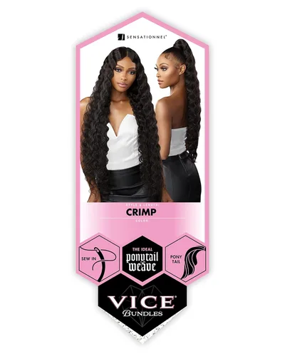 Vista 3 de Sensationnel Vice Bundles - Extensiones de cabello virgen sintético de 36 pulgadas para coser y cola de caballo, cabello largo – Vice Bundle Crimp