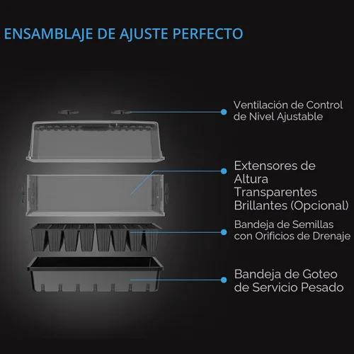 Vista 3 de AC Infinity Cúpula de Humedad, Kit de Germinación de Alta Resistencia con Cúpula de 3 mm de Grosor, Bandeja Resistente con Goteo, Bandeja