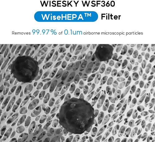 Vista 3 de WiseHEPA Filtro de repuesto de carbono compatible con purificador de aire WS360A, 9.33 pulgadas de largo x 9.33 pulgadas de ancho x 10.39 pulgadas