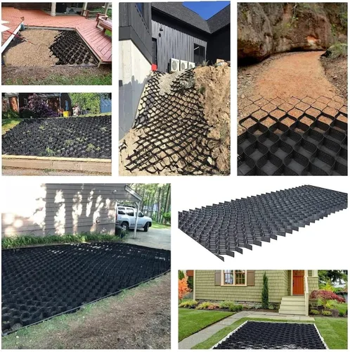 Vista 7 de Estabilizador de rejilla de tierra para aceras de 3 x 3 pies, 2 pulgadas para grava/cemento/arena, pavimentadora de rejilla geográfica cortable