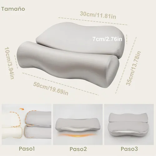 Vista 7 de vocheer Almohada cervical para el cuello para respirar suavemente, almohadas refrescantes de espuma viscoelástica para dolor de cuello y hombros