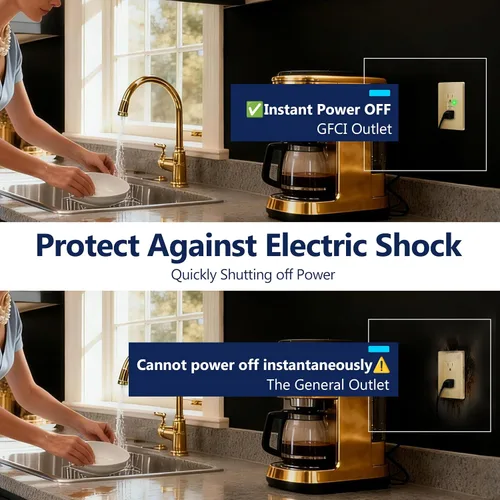 Vista 3 de LIDER GFCI Outlet 15Amp, autocomprobación resistente a manipulaciones Dorado