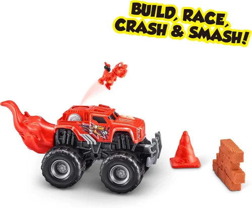 Vista 2 de Smashers Monster Wheels Paquete Misterioso RED Flame [¡Más de 25 Sorpresas de Monster Trucks!]