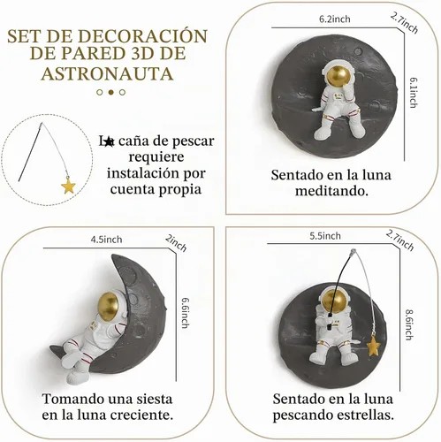 Vista 3 de AWNR Esculturas de pared en 3D con temática espacial y planetas