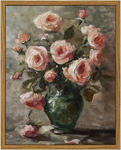 Vista 10 de Lauximart Still Life - Arte de pared con diseño de flores vintage en jarrón, arte de pared floral francés vintage, arte de pared de granja, cuadros