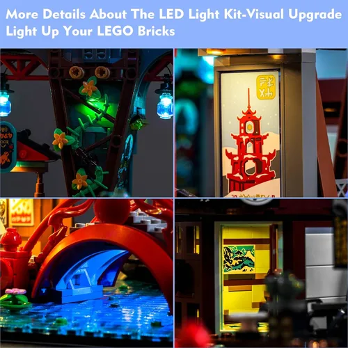 Vista 2 de LocoLee Kit de luces LED compatible con LEGO NINJAGO City Markets, juego de iluminación creativa con control remoto, accesorios compatibles con LEGO