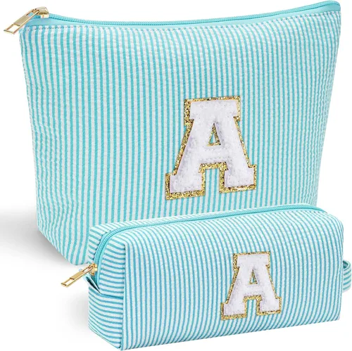 Vista 193 de YOOLIFE Regalos del Día de la Madre para Mujeres, Bolsa de Maquillaje con Iniciales, Bolsa de Maquillaje para Viaje, Bolsa de Maquillaje Negro