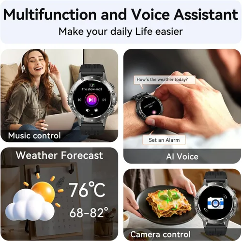 Vista 6 de Smart Watch for Men Fitness Tracker: Smart Watches for Android Phones iPhone Bluetooth Waterproof Make Answer Call Digital Mens Watches Heart Rate