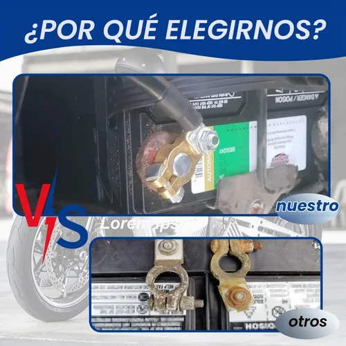 Vista 4 de Conectores de terminales de batería de latón Tnisesm con anticorrosión, terminales de batería M8 x 16mm con perno, juego de abrazaderas