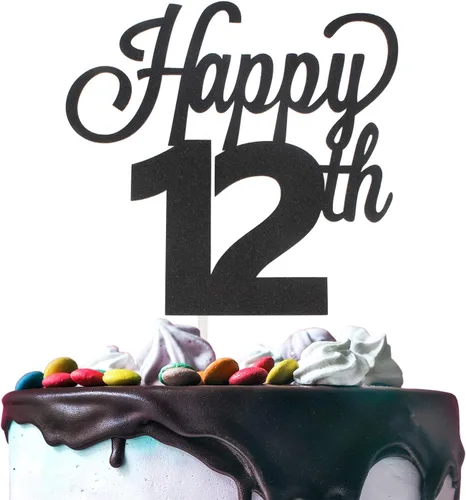 Vista 27 de LINGTEER - Decoración para pastel con texto "Happy Birthday 100", color negro