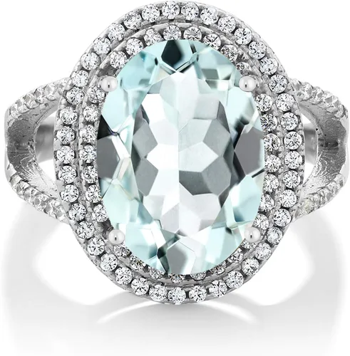 Vista 7 de Gem Stone King Anillo de piedra preciosa y piedra natal de 5-10 quilates para mujer Plata de ley 925 Ovalado 14X10MM Anillo de boda