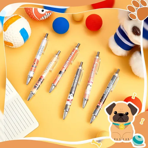 Vista 3 de Chuangdi 48 bolígrafos de perro lindos para escribir divertidos bolígrafos retráctiles Kawaii de tinta negra, punta fina, suave, regalo