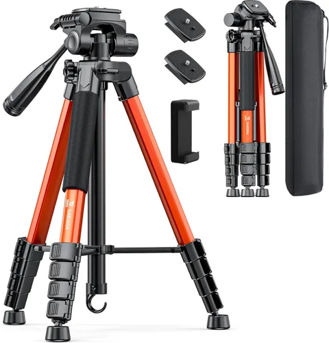 Vista 7 de Trípode de cámara de 73" para cámara y teléfono, trípode de viaje
