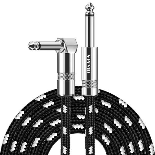 Vista 8 de Paquete de 2 cables de guitarra de 6 pies - Cable de instrumento recto de un cuarto de pulgada, cable de guitarra eléctrica, cables de guitarra
