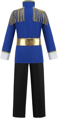 Vista 3 de LMYOVE Disfraz de príncipe encantador para niños con corona dorada juego de simulación de Halloween y Navidad para niños cumpleaños de príncipe