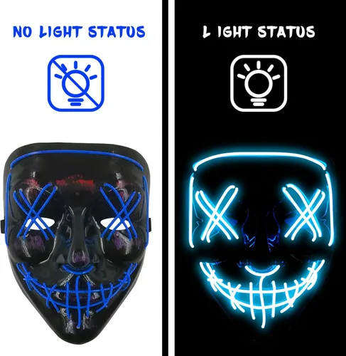 Vista 4 de Party Spot Light Up Halloween Mask For Kids Purge Mask With Gloves Scary Scream Anonymous Mask Hacker Mask With 3 Modes