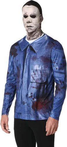 Vista 3 de Faux Real Camiseta de manga larga con máscara facial de tela completa