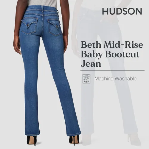 Vista 3 de HUDSON Jeans Beth Baby Bootcut para mujer con bolsillos traseros con solapa