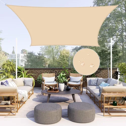 Vista 10 de Neween Toldo Vela, 6'7'' x 6'7'' x 6'7'' Toldo Vela Triangular Impermeable para Patio Jardín Cubierta Pérgola Exterior Toldo Vela 98% Bloqueo UV
