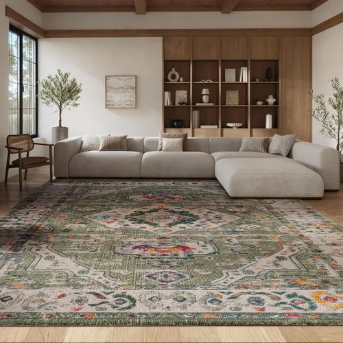 Vista 23 de SAFAVIEH Madison Collection - Alfombra de pasillo de 2 pies 2 pulgadas x 8 pies, color salvia y marfil, diseño bohemio oriental envejecido,