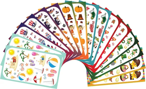 Vista 3 de Surtido de pegatinas para todo el año de Koobar: divertido surtido de diseños para todo el año (más de 400 pegatinas).