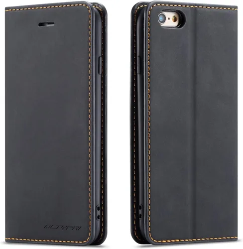 Vista 9 de QLTYPRI Funda para iPhone 6 Plus/6S Plus, cubierta de piel PU con tarjetero, funda tipo billetera con solapa magnética y a prueba de golpes - Vino