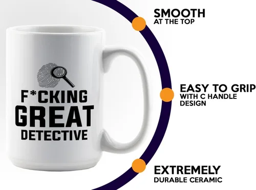 Vista 5 de Taza de café de detective de 15 onzas, color blanco, gran detective, policía, policía, patrulla, policía, policía, policía, policía, policía