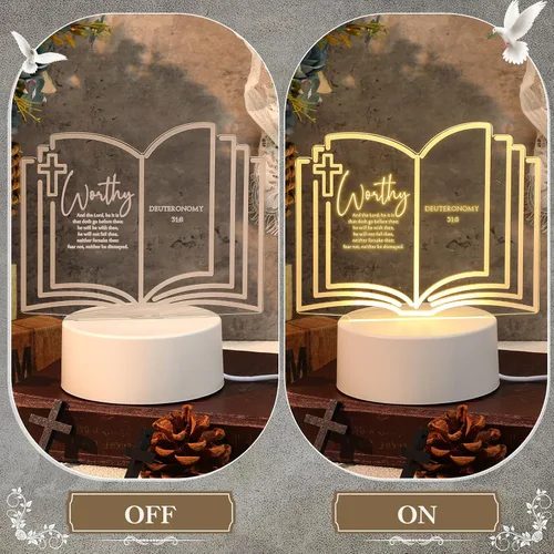 Vista 7 de VIHOSE 10 juegos de regalo cristiano a granel para mujeres, luz nocturna de acrílico inspiradora religiosa con versículos bíblicos grabados